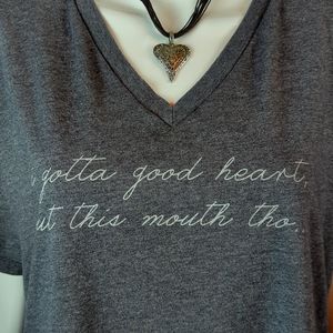 Thread Tank sz 2XL Charcoal Gray 'I gotta good heart, but this mouth tho......'